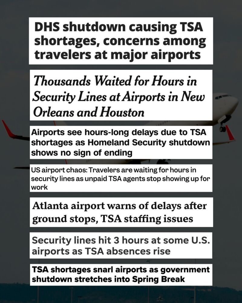 Image for the Tweet beginning: Spring Break travel chaos, courtesy