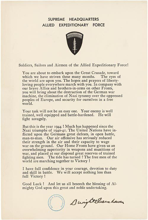 Image for the Tweet beginning: General Eisenhower’s D-Day letter is